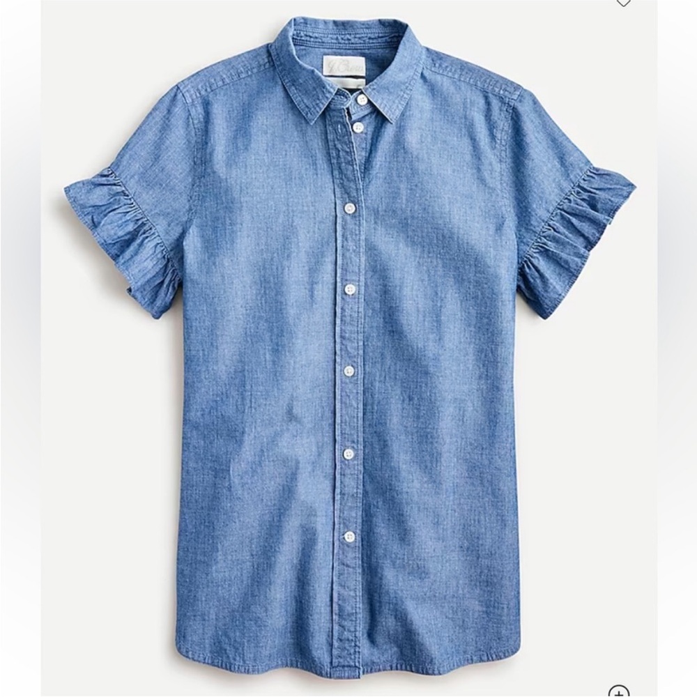 J. Crew chambray cottage ruffle sleeve top size 8